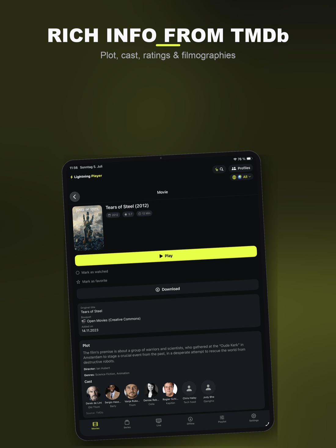 Lightning Player auf dem iPad