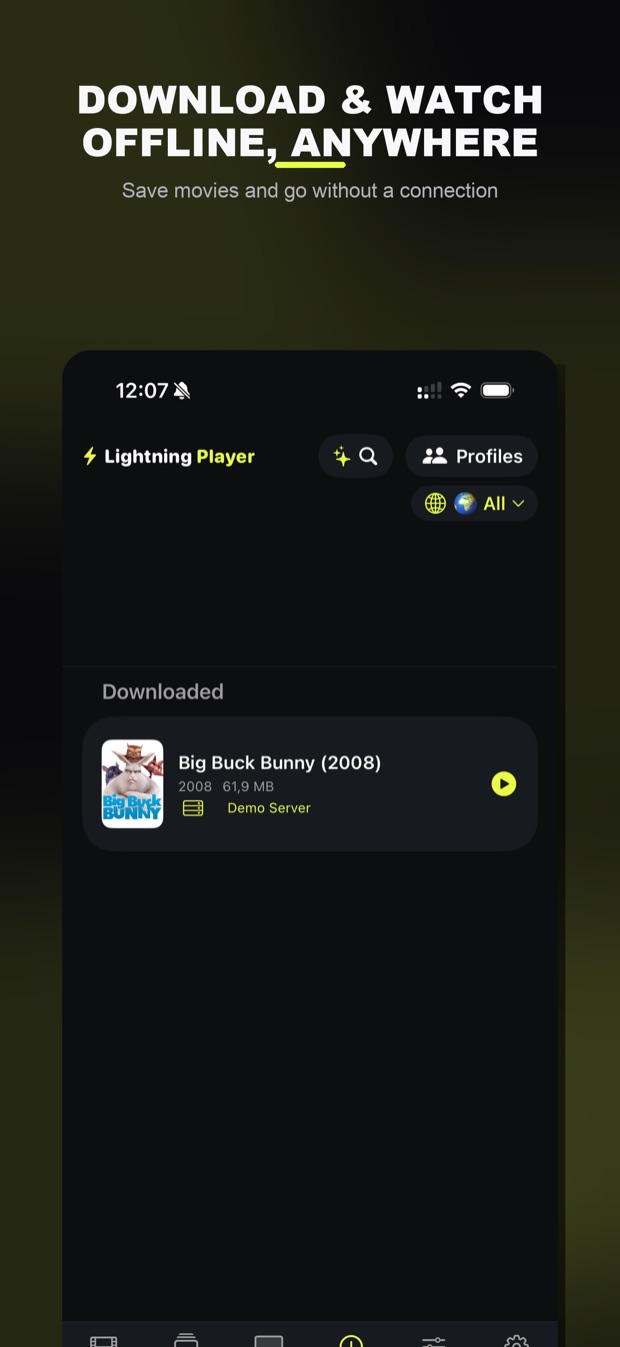 Lightning Player auf dem iPhone